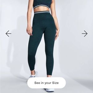 like new RARE LNDR 3/4 leggings dark green marl light compression seamless